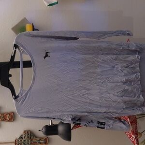 NWOT cornflower blue VS PINK oversized long sleeve tee with open v back